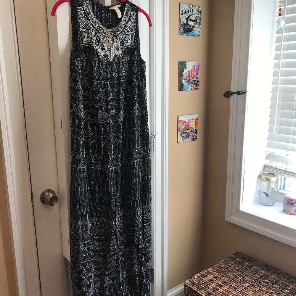 Black & White Beaded Maxi Dress - New w/o Tags